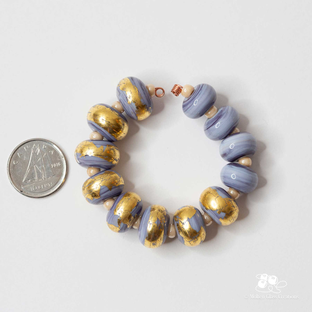 Bead set - Blueberry &amp; Gold