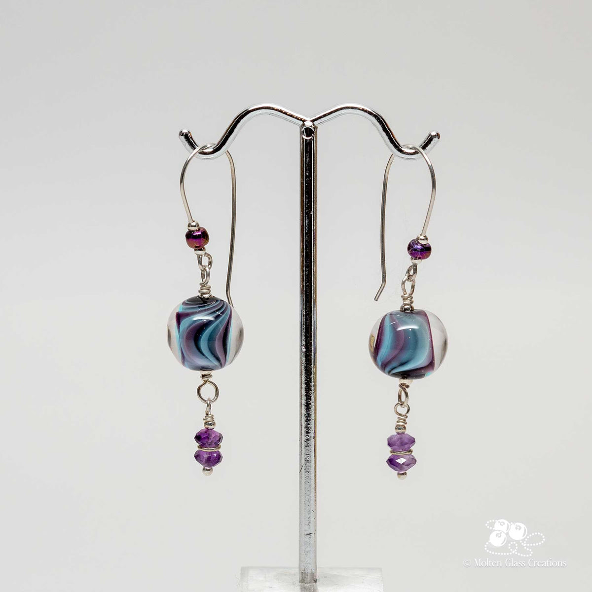 Blue and Purple Swirl Earrings