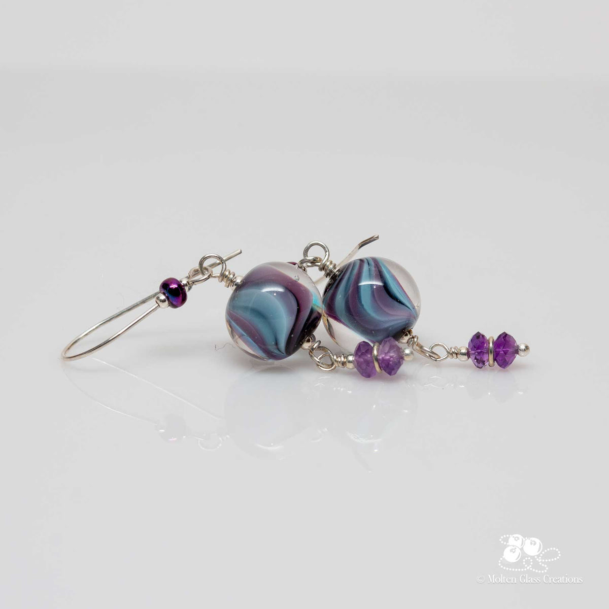 Blue and Purple Swirl Earrings