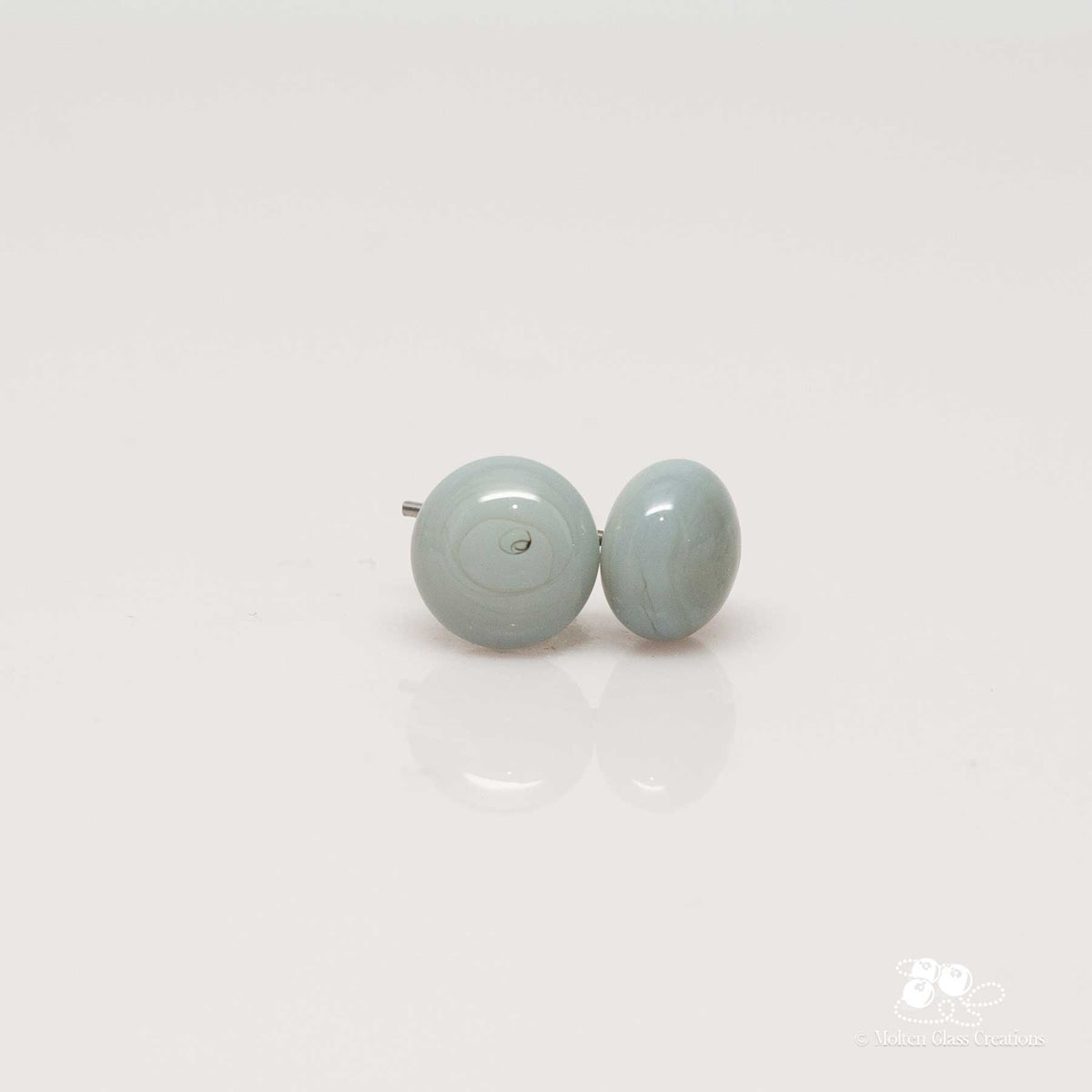 Glass Stud Earrings - Pearl Grey