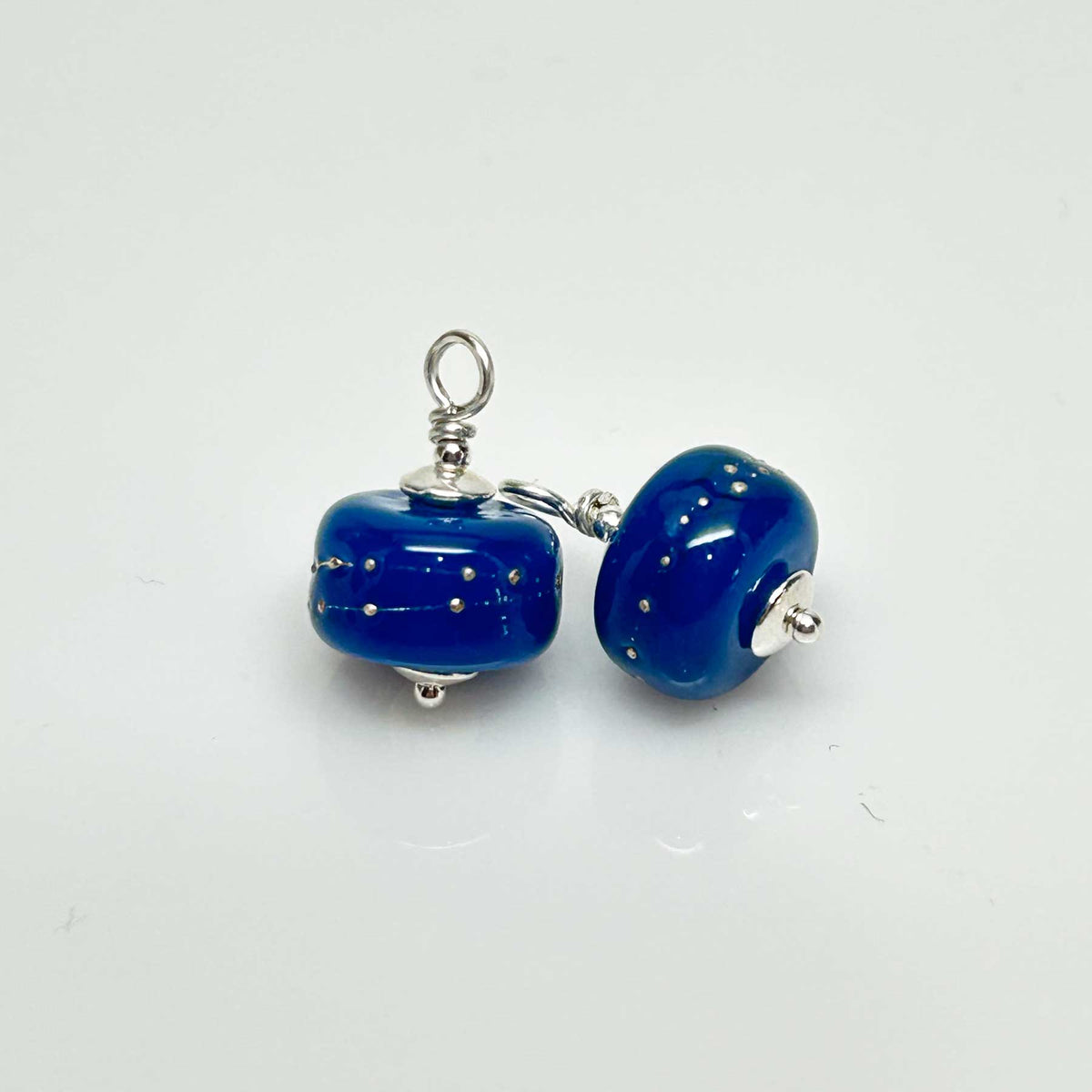 Blue and Silver Glass Bead Drops