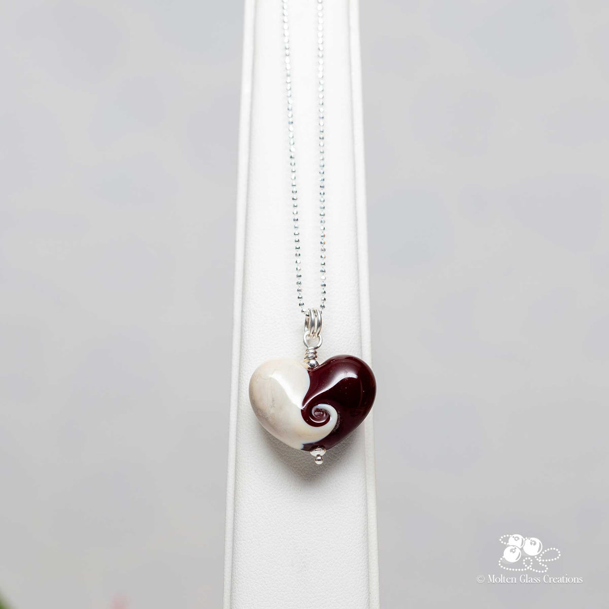 Dark Red and Ivory Heart Necklace