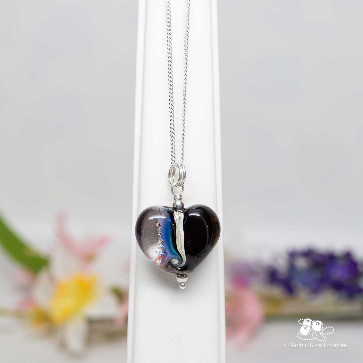 Black and Exotic Purple Heart Necklace