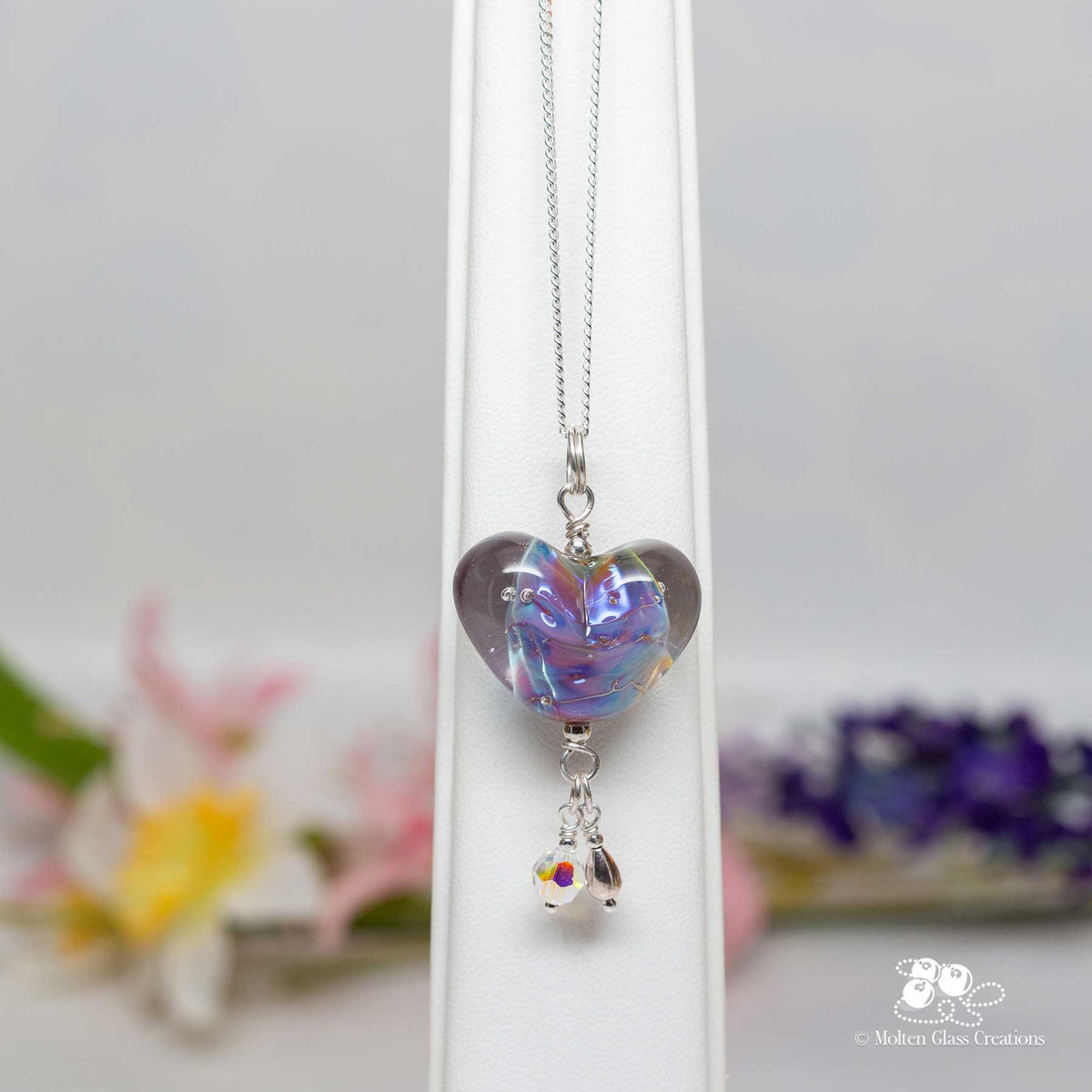 Exotic Purple Glass Heart Necklace