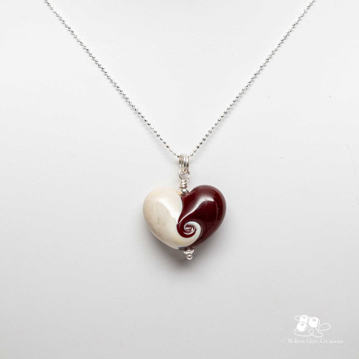 Dark Red and Ivory Heart Necklace