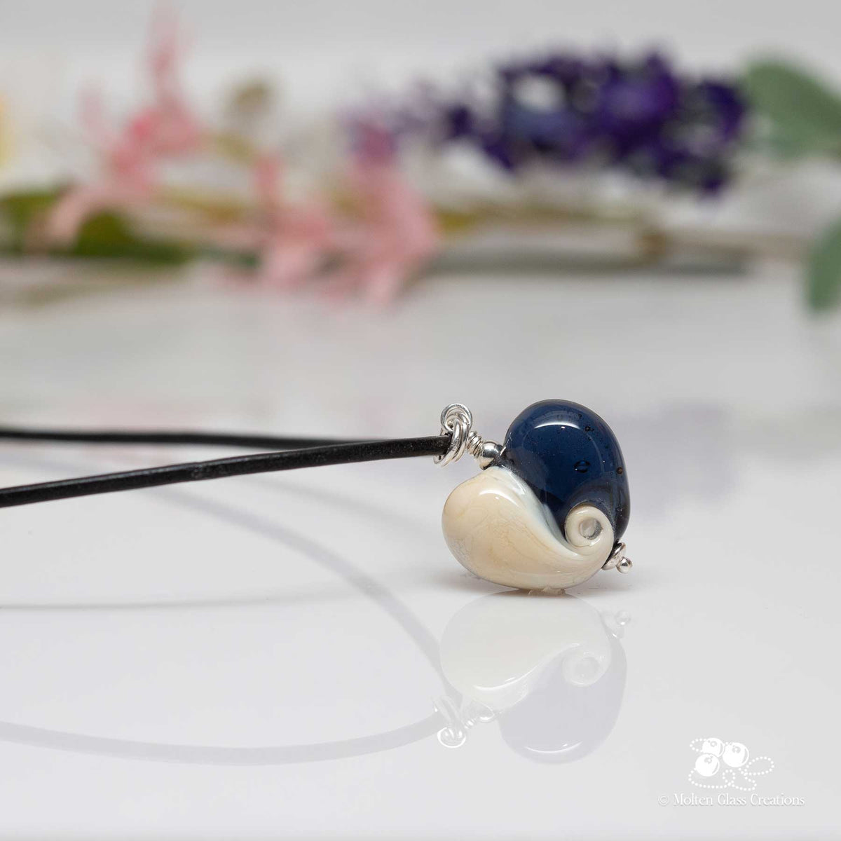 Dark Blue and Ivory Heart Necklace