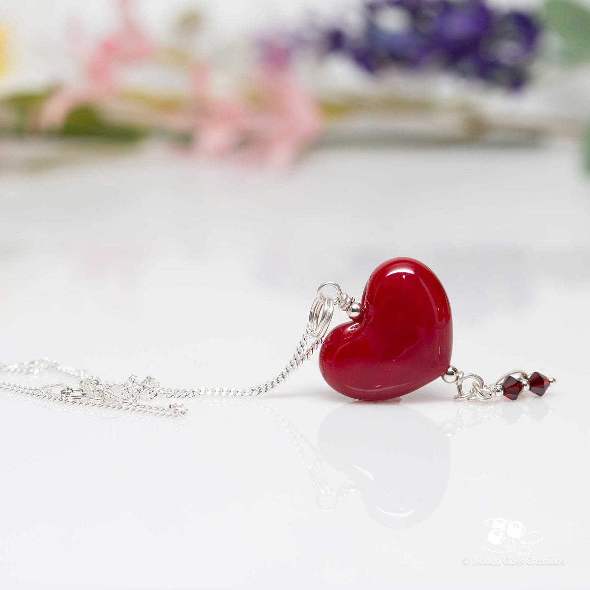 Dark Red Heart Necklace