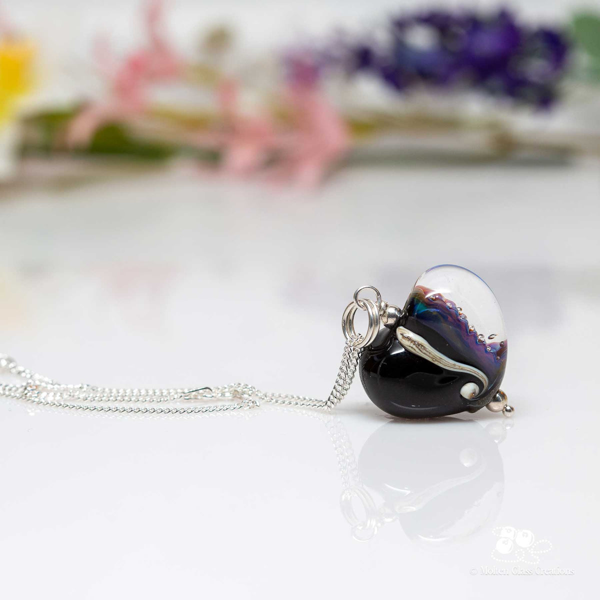 Black and Exotic Purple Heart Necklace