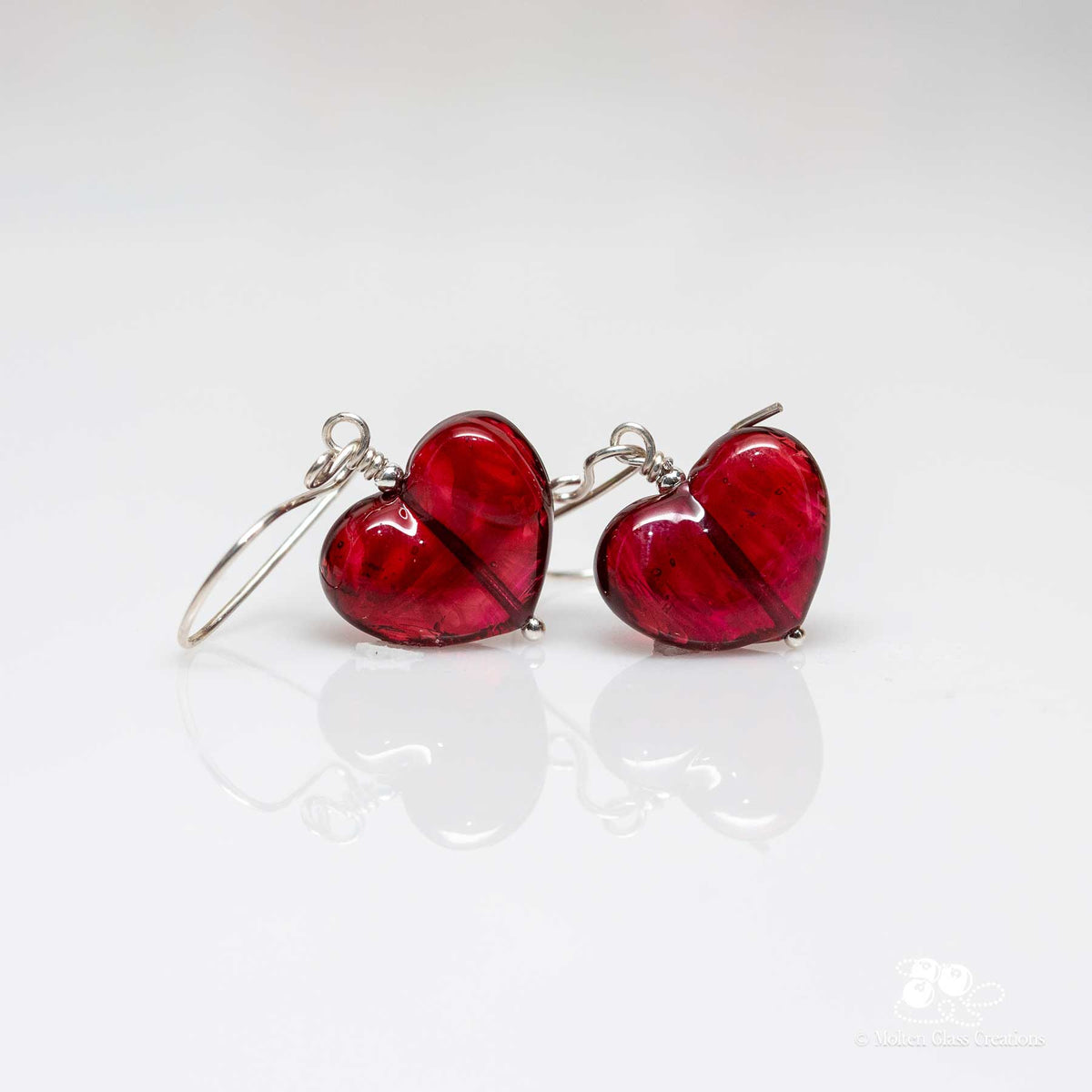 Red Glass Heart Earrings