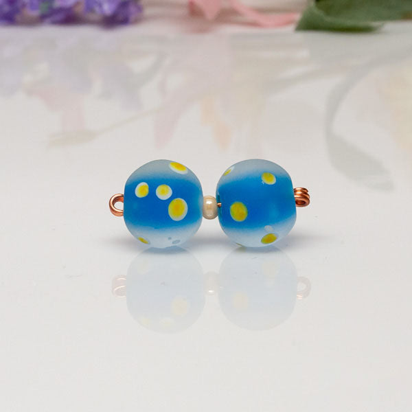 LIGHT BLUE & YELLOW DOT BEAD SET