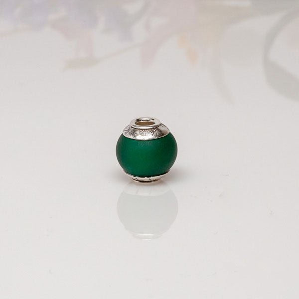 Big Hole Bead - Dark Green/Starburst - Molten Glass Creations