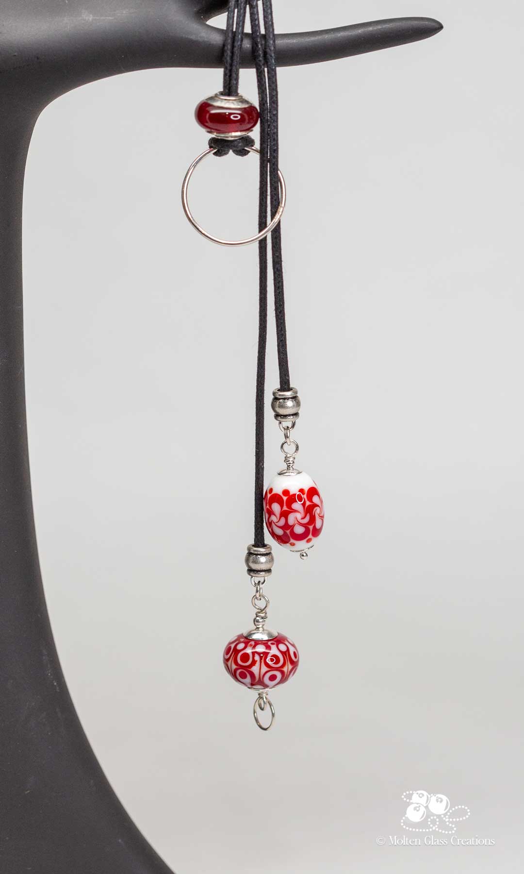 Scarlet Elegance Lariat Necklace - Molten Glass Creations