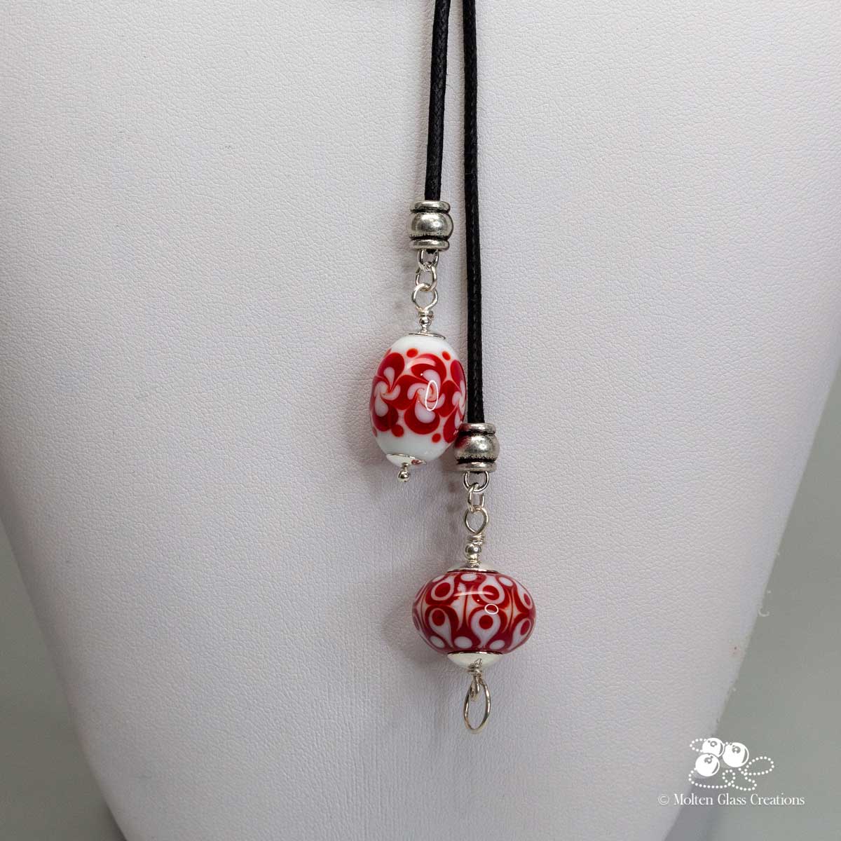 Scarlet Elegance Lariat Necklace - Molten Glass Creations